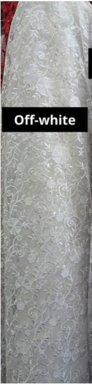 1 Yard Bridal Lace Fabric Elizabeth 100 Percent Polyester Mesh Embroidered with Sequins 49/50 Inches Width